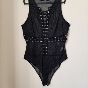 Fashion Nova Black Sheer Woman Bodysuit